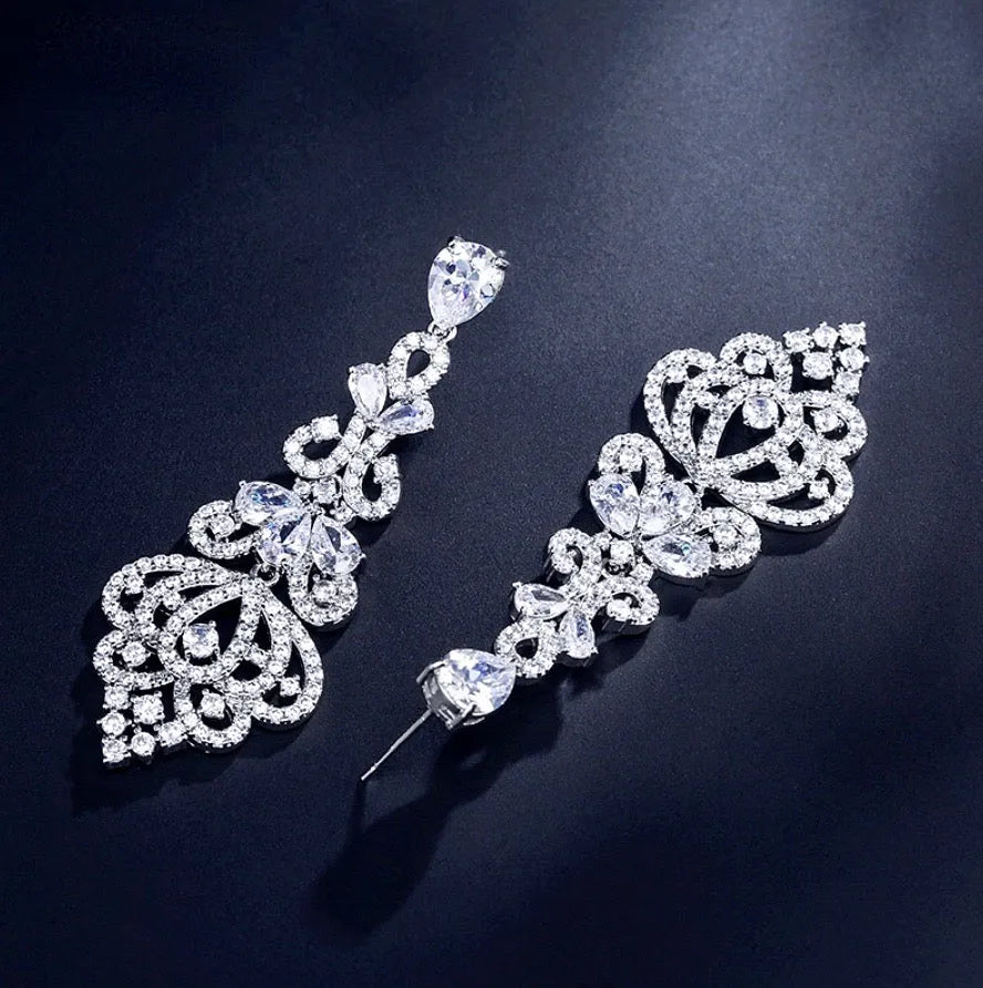 Wedding Jewelry - Cubic Zirconia Bridal Earrings - Available in Rose Gold, Silver and Yellow Gold