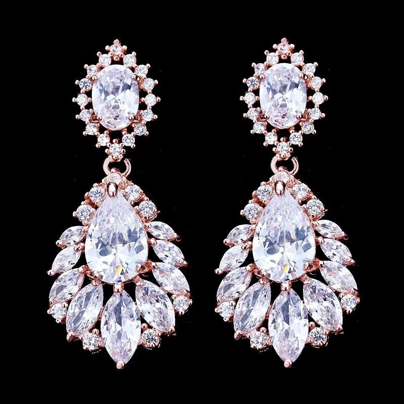 Wedding Jewelry - Silver Cubic Zirconia Bridal Earrings - More Colors 