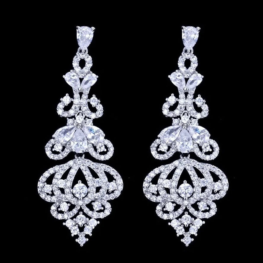 Wedding Jewelry - Cubic Zirconia Bridal Earrings - Available in Rose Gold, Silver and Yellow Gold