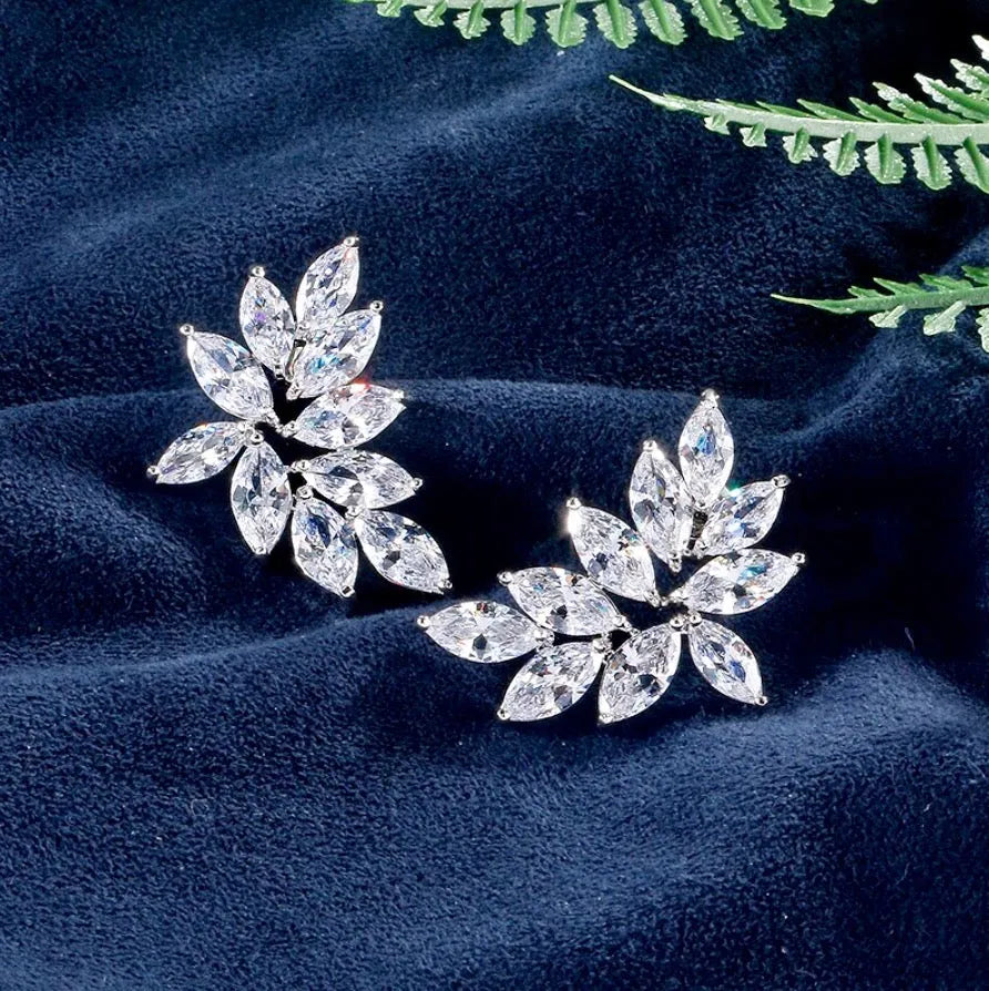 Wedding Jewelry - Cubic Zirconia Bridal Earrings - Available in Silver, Rose Gold and Yellow Gold