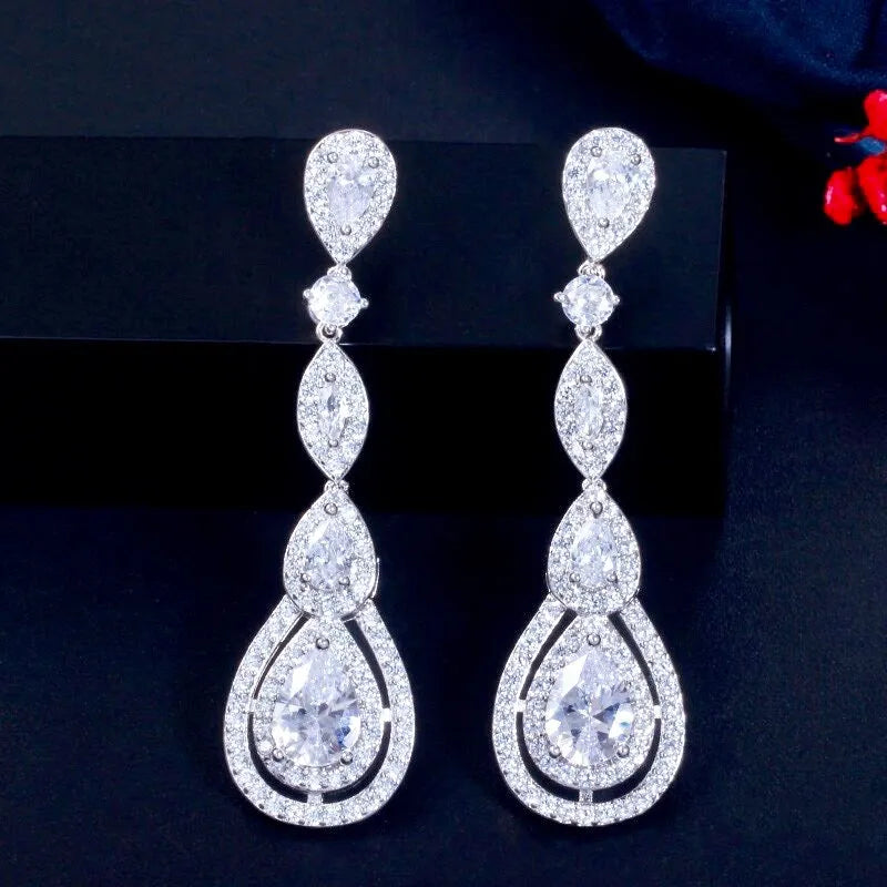 Wedding Jewelry - Cubic Zirconia Bridal Earrings - Available in Silver, Rose Gold and Yellow Gold