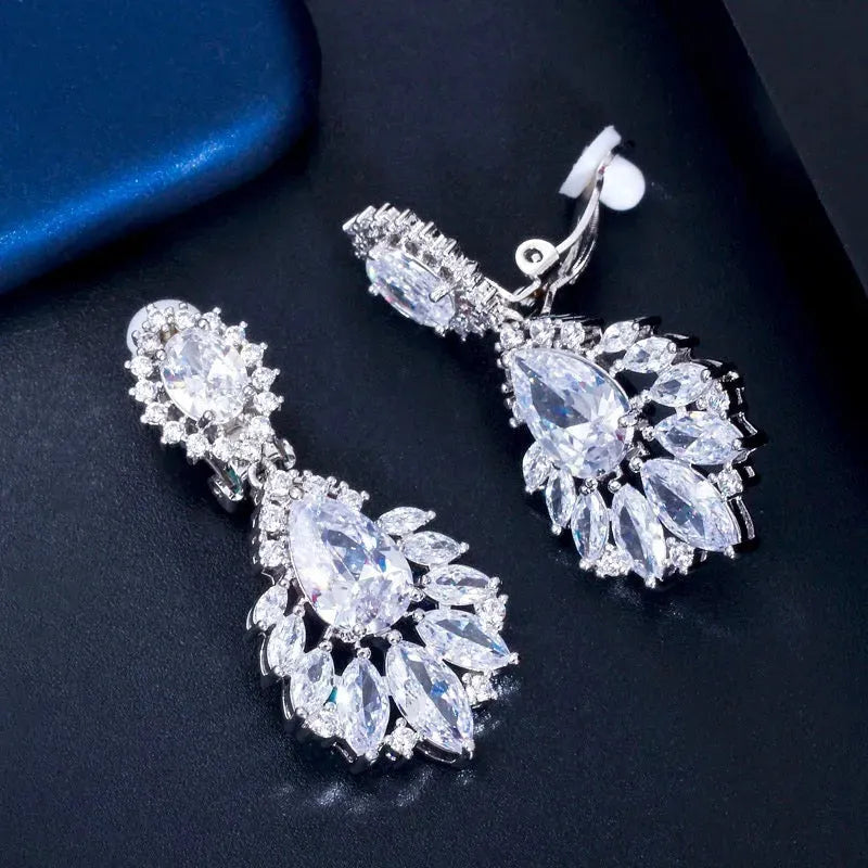 Wedding Jewelry - Silver Cubic Zirconia Bridal Earrings - More Colors 