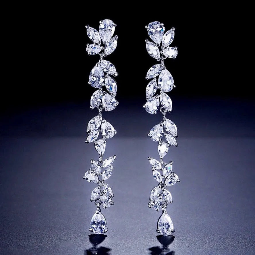 Wedding Jewelry - Cubic Zirconia Bridal Earrings - Available in Silver, Rose Gold and Yellow Gold