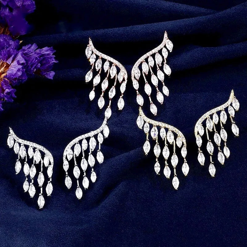 Wedding Jewelry - Cubic Zirconia Bridal Earrings - Available in Silver, Rose Gold and Yellow Gold