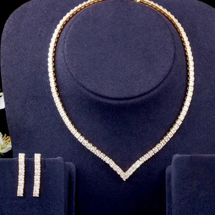 Wedding Jewelry - Cubic Zirconia Bridal Three-Piece Jewelry Set - Available Silver and Gold