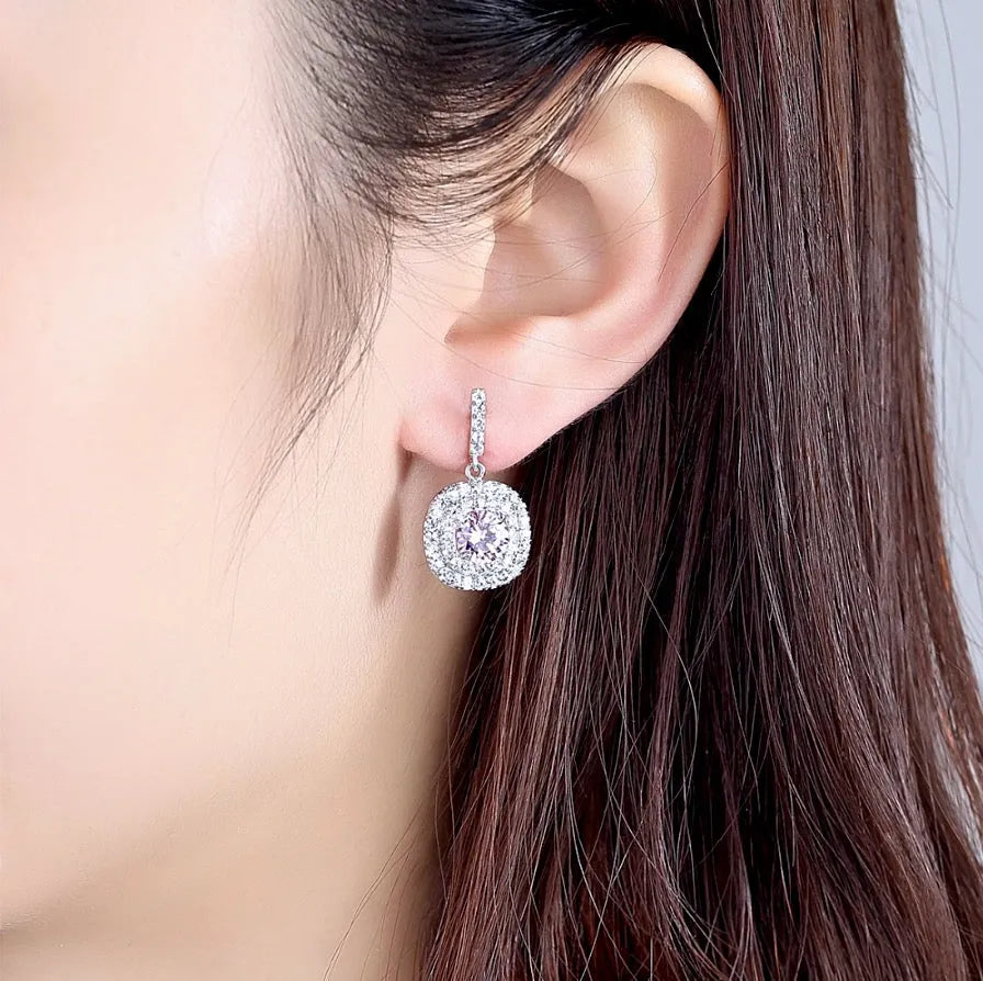 Wedding Jewelry - Silver Cubic Zirconia Bridal Three-Piece Jewelry Set