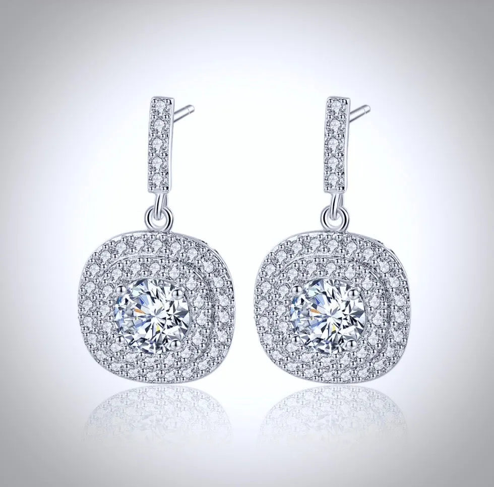 Wedding Jewelry - Silver Cubic Zirconia Bridal Three-Piece Jewelry Set