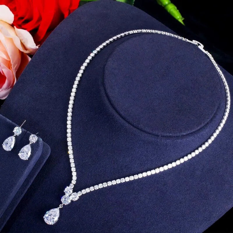 Wedding Jewelry - Silver Cubic Zirconia Bridal Jewelry Set