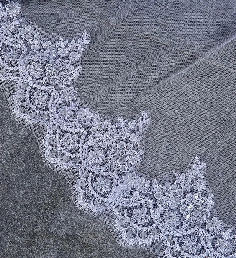 Wedding Veils - Lace Edge Cathedral Bridal Veil - Available in White and Ivory