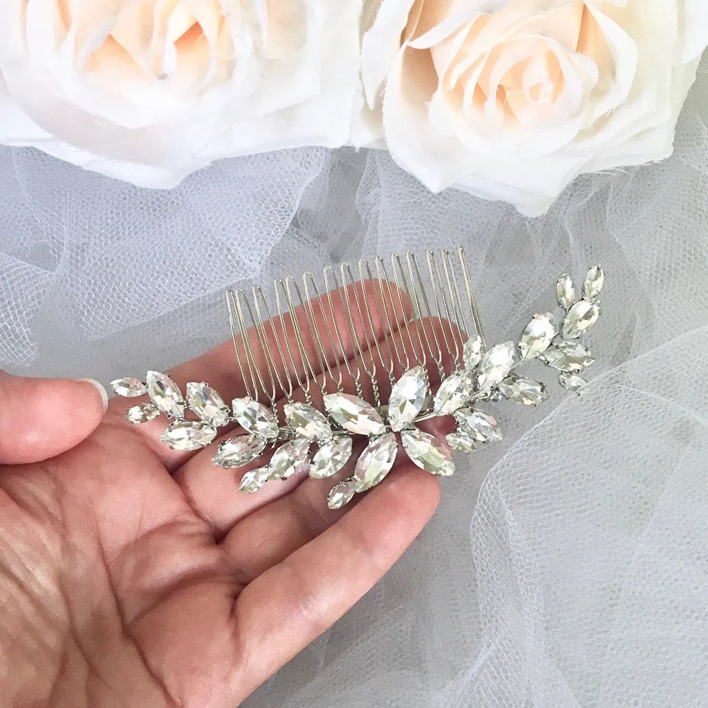 Wedding Hair Accessories - Silver Austrian Crystal Bridal Hair Comb