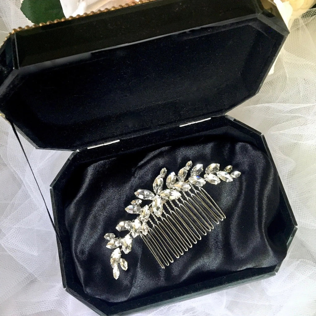 Wedding Hair Accessories - Silver Austrian Crystal Bridal Hair Comb