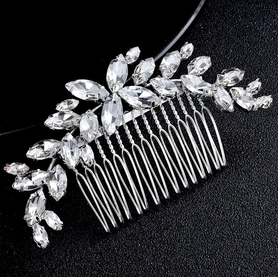 Wedding Hair Accessories - Silver Austrian Crystal Bridal Hair Comb