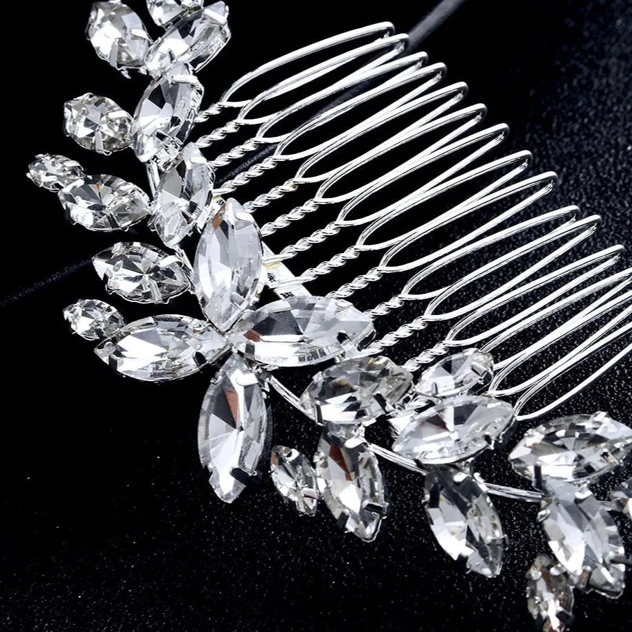 Wedding Hair Accessories - Silver Austrian Crystal Bridal Hair Comb
