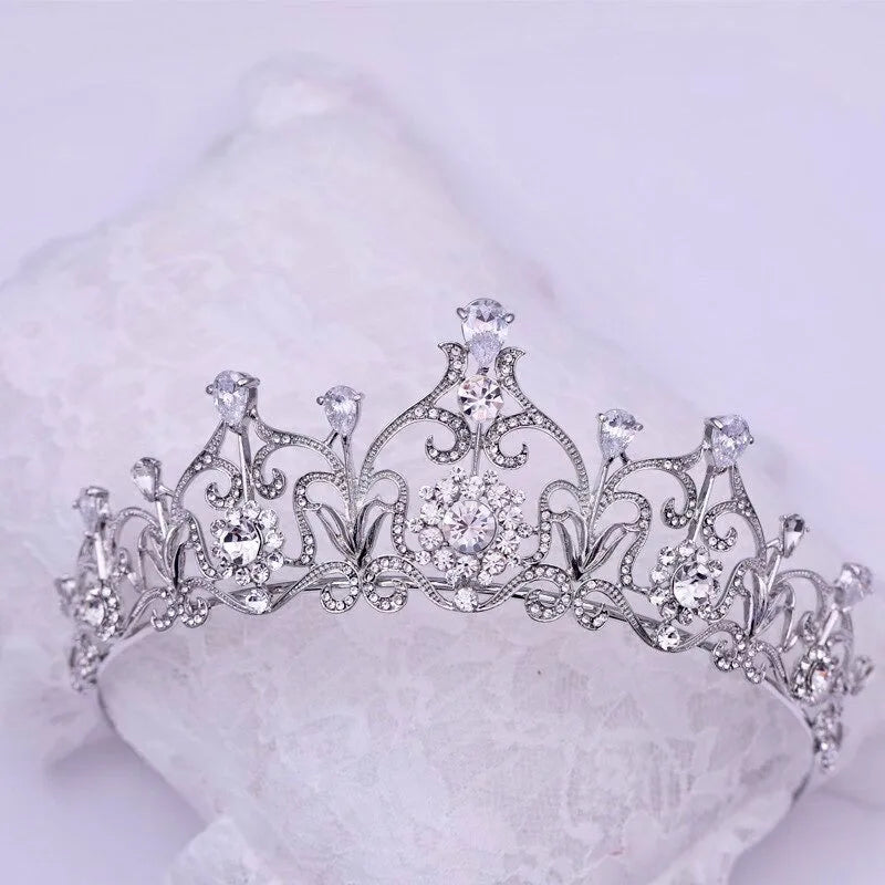 Wedding Hair Accessories - Silver Cubic Zirconia Bridal Tiara