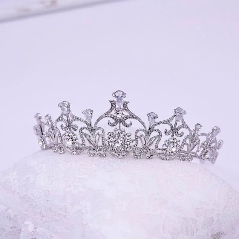 Wedding Hair Accessories - Silver Cubic Zirconia Bridal Tiara