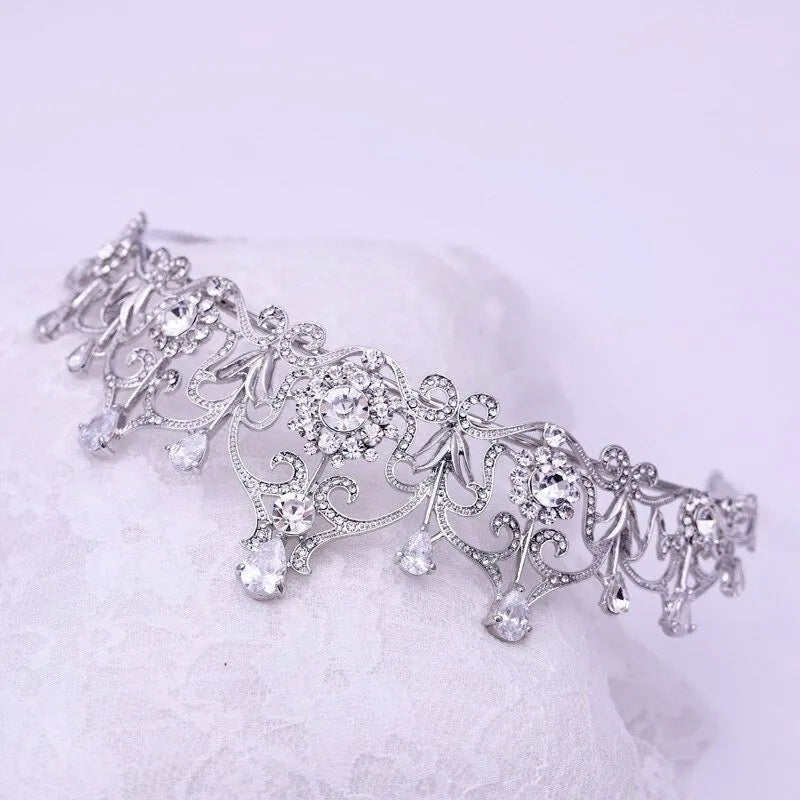 Wedding Hair Accessories - Silver Cubic Zirconia Bridal Tiara