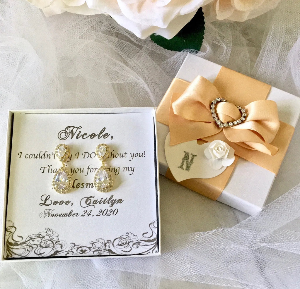 Wedding Jewelry - Cubic Zirconia Bridal Earrings - Available in Silver, Rose Gold and Yellow Gold