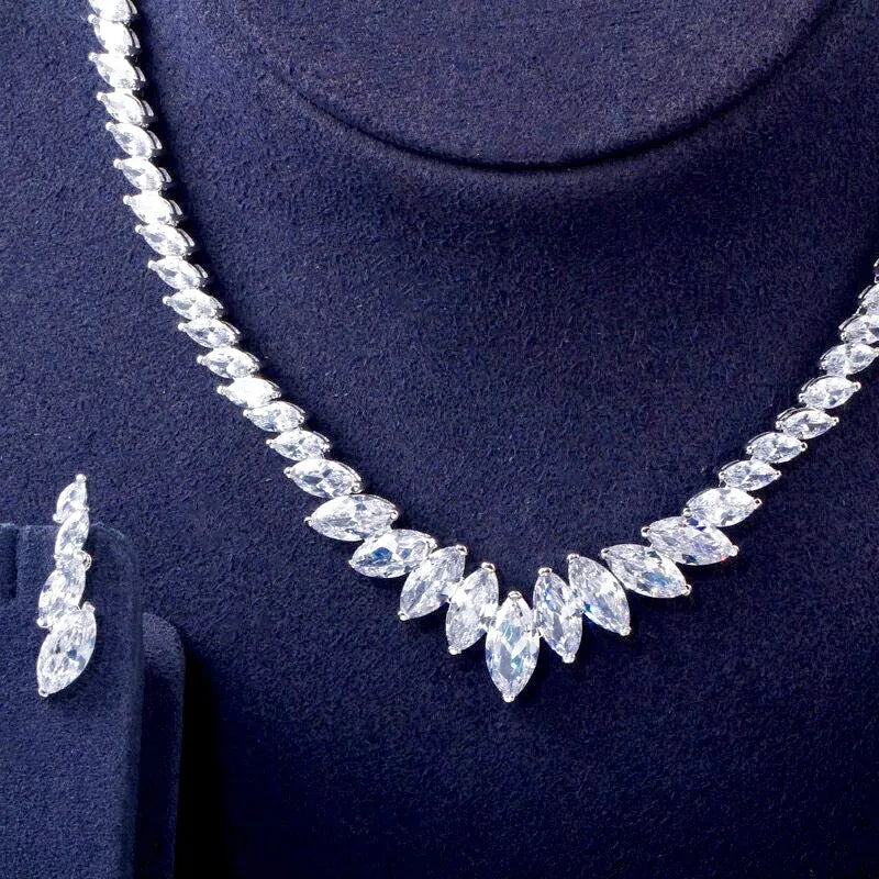 Wedding Jewelry - Silver Cubic Zirconia Bridal Jewelry Set
