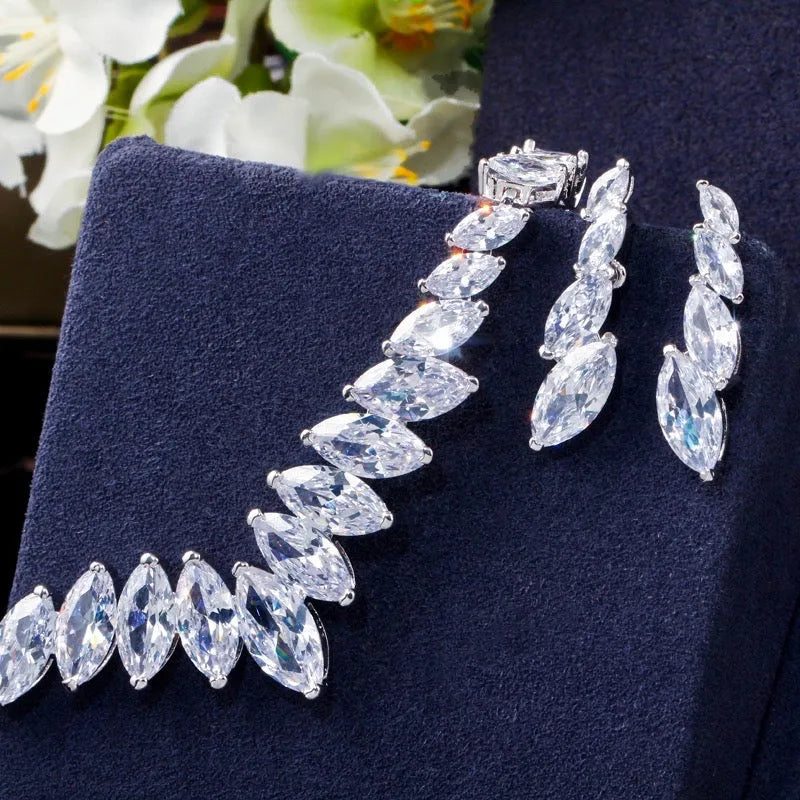 Wedding Jewelry - Silver Cubic Zirconia Bridal Jewelry Set
