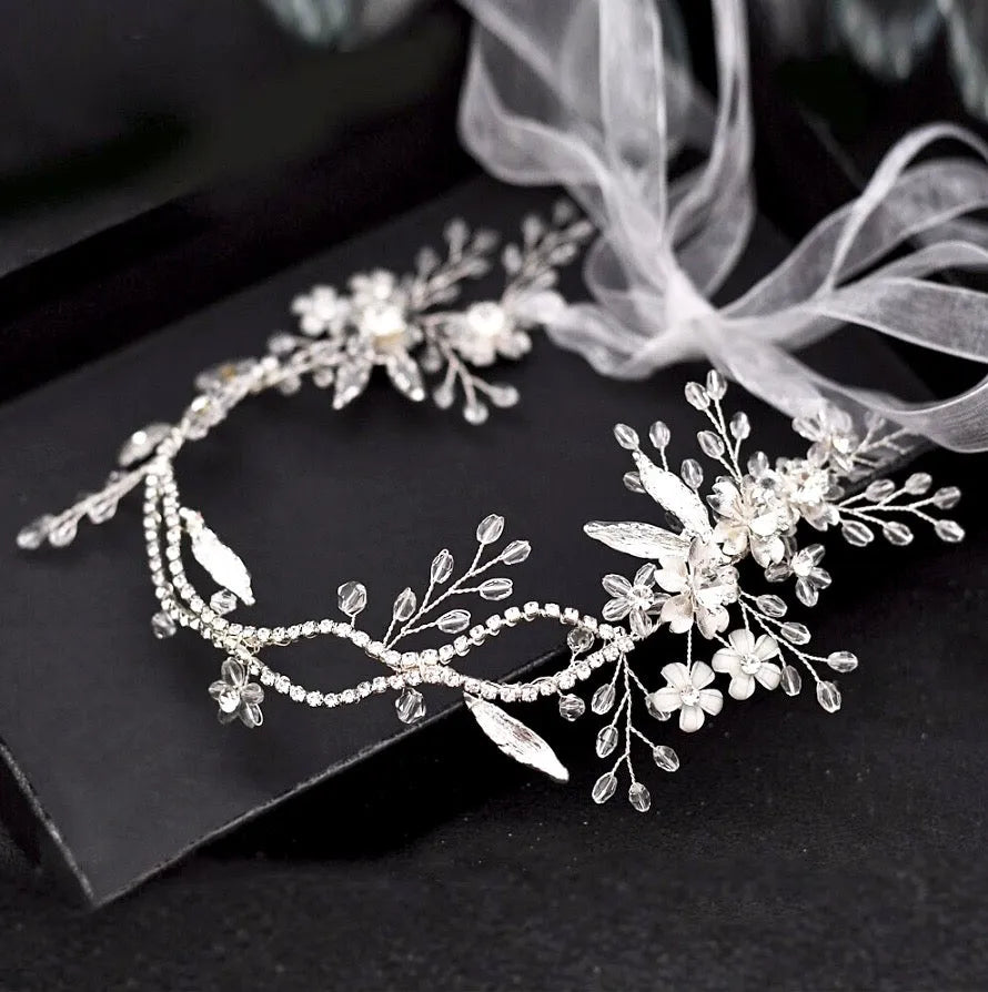 Wedding Hair Accessories - Silver Bridal Headband / Hair Vine