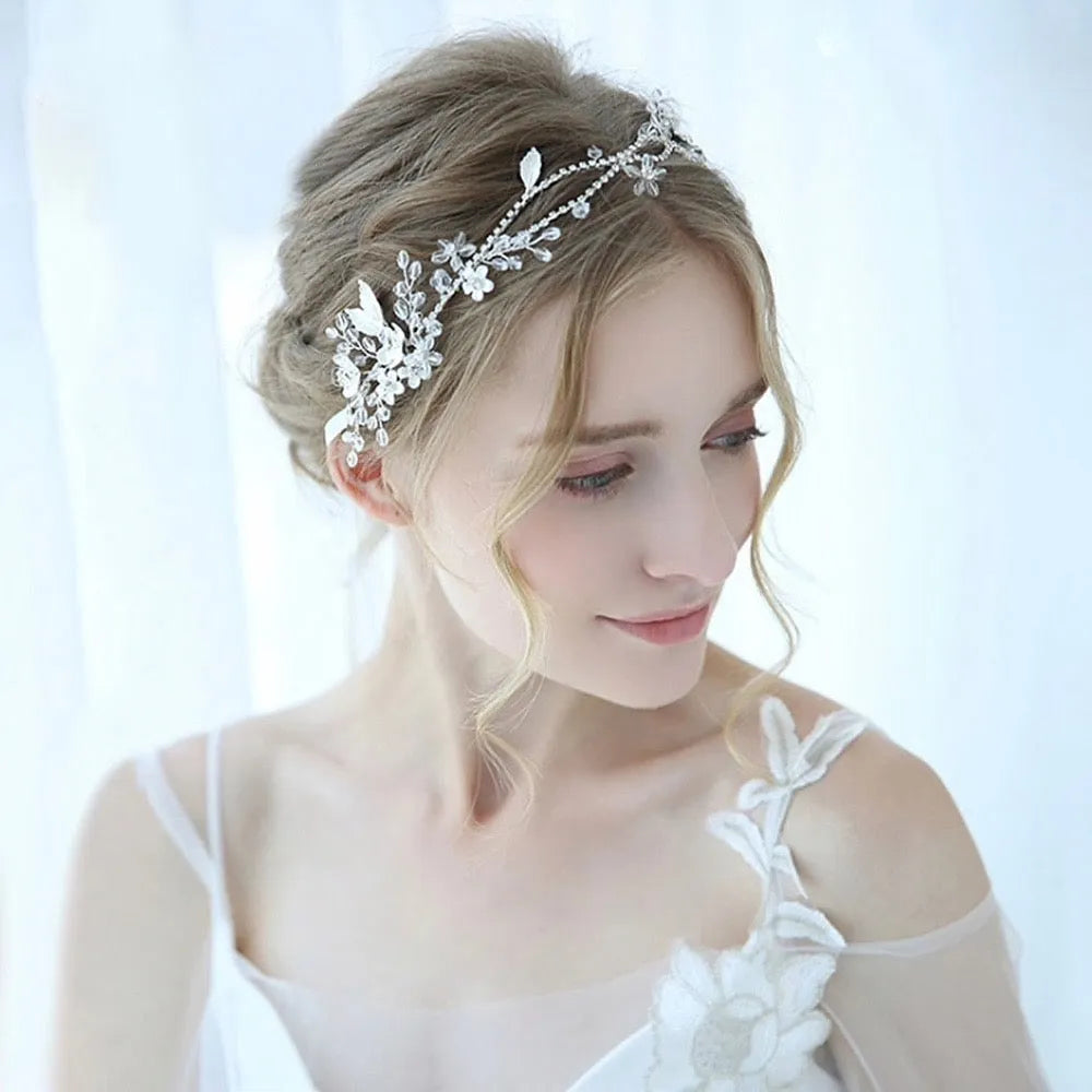 Wedding Hair Accessories - Silver Bridal Headband / Hair Vine