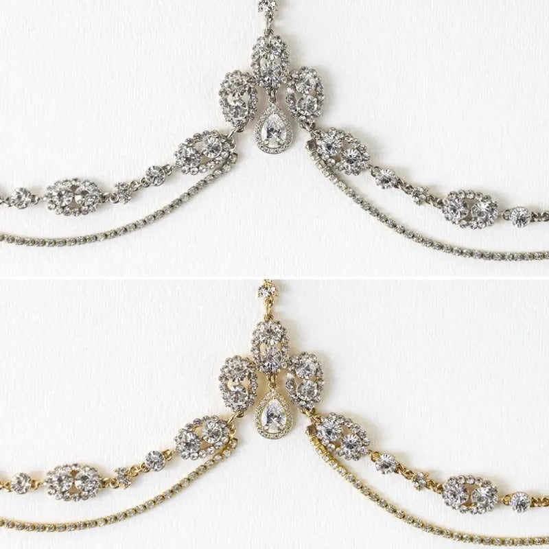 Wedding Hair Accessories - Crystal Bridal Forehead Accessory - Available in Silver and Gold