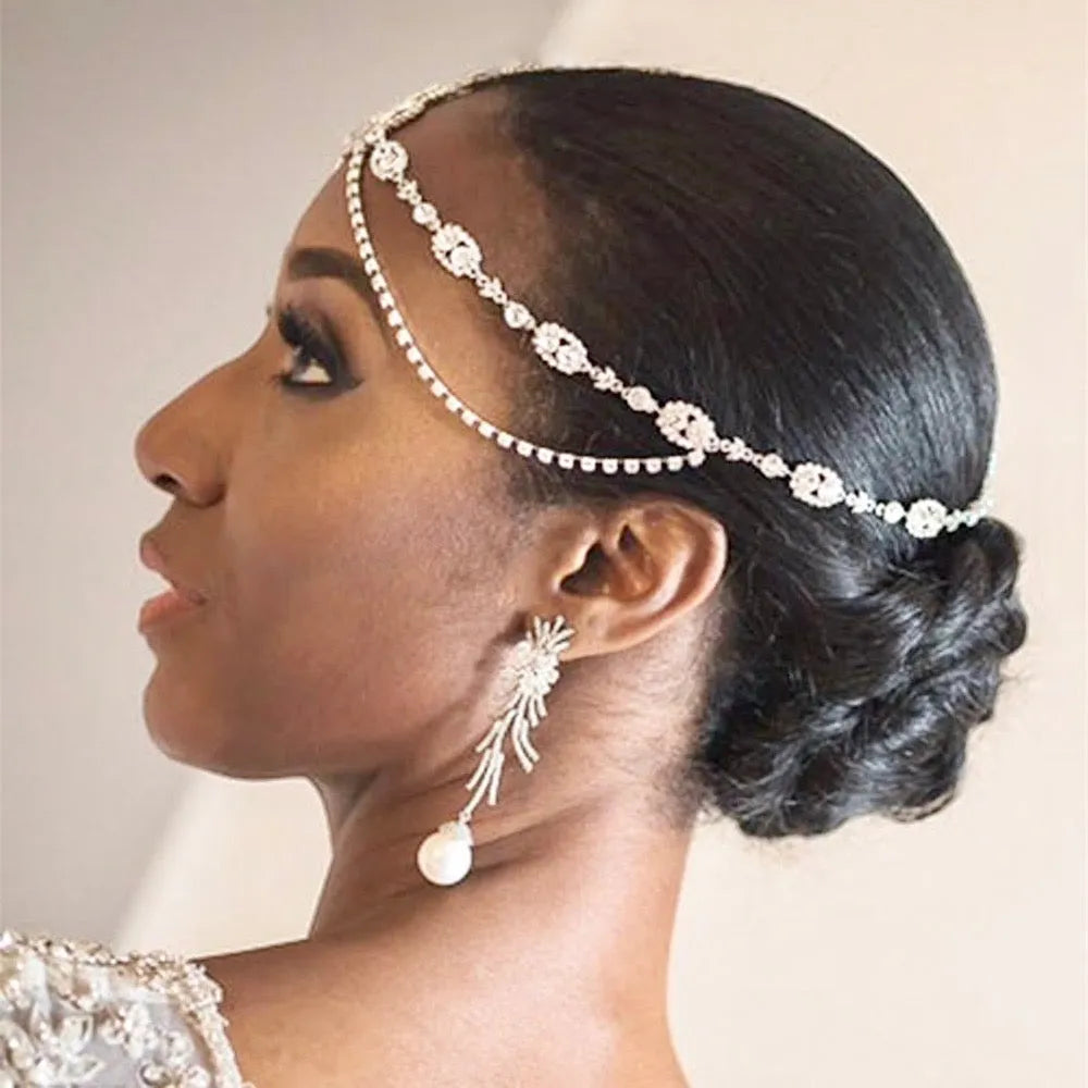 Wedding Hair Accessories - Crystal Bridal Forehead Accessory - Available in Silver and Gold