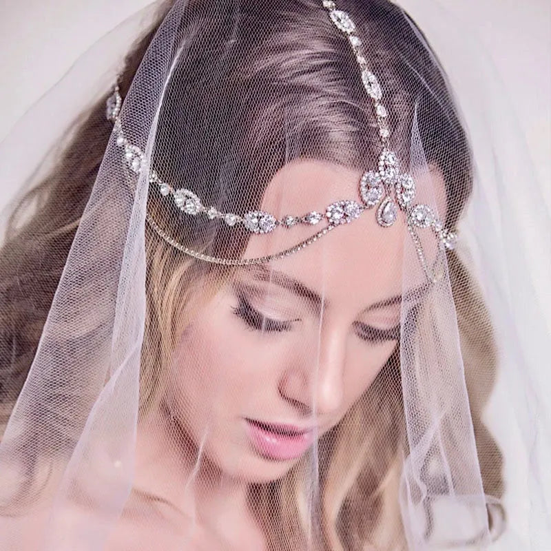 Wedding Hair Accessories - Crystal Bridal Forehead Accessory - Available in Silver and Gold