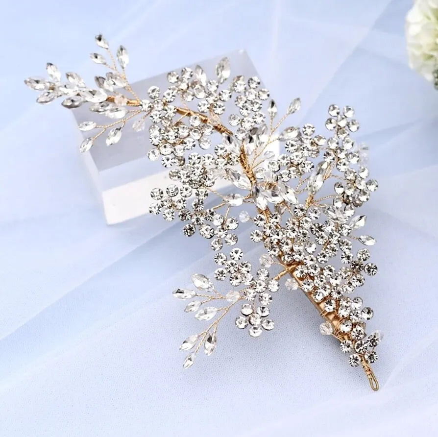 Wedding Hair Accessories - Crystal Bridal Headdress - Available in Silver and Gold