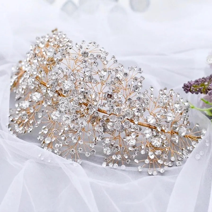 Wedding Hair Accessories - Crystal Bridal Headdress - Available in Gold and Silver