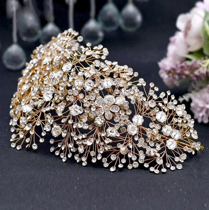 Wedding Hair Accessories - Crystal Bridal Headdress - Available in Gold and Silver