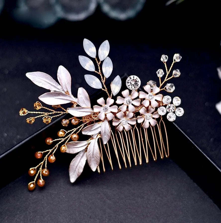 Wedding Hair Accessories - Bohemian Crystal Hair Comb - Available in Yellow Gold, Rose Gold and Silver