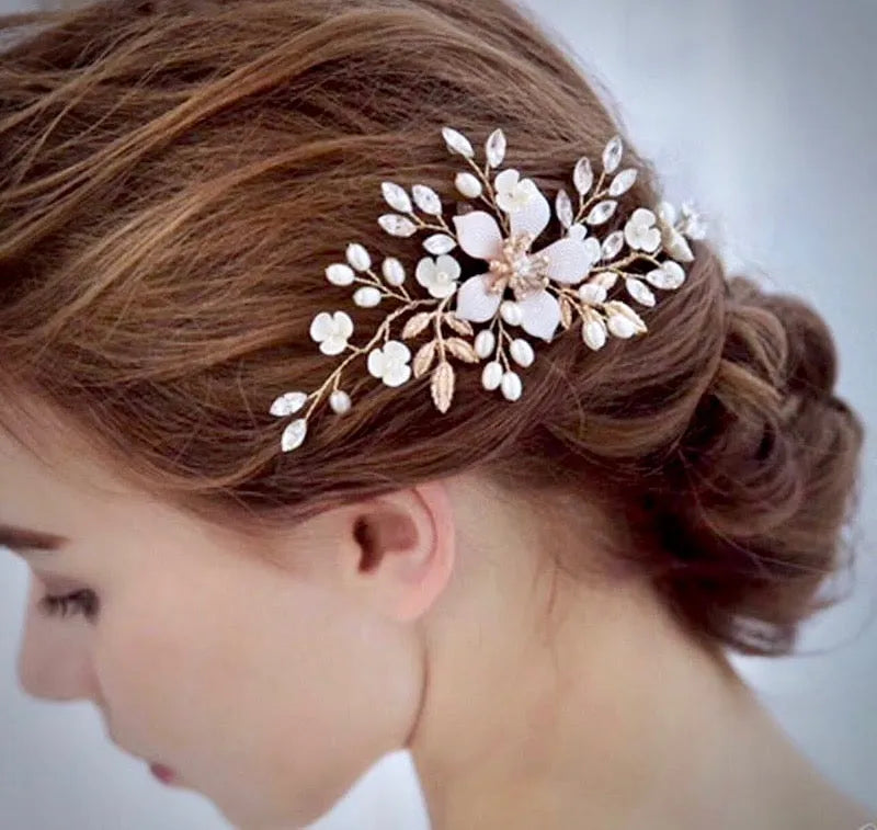 Wedding Hair Accessories - Gold Pearl Bridal Hair Comb