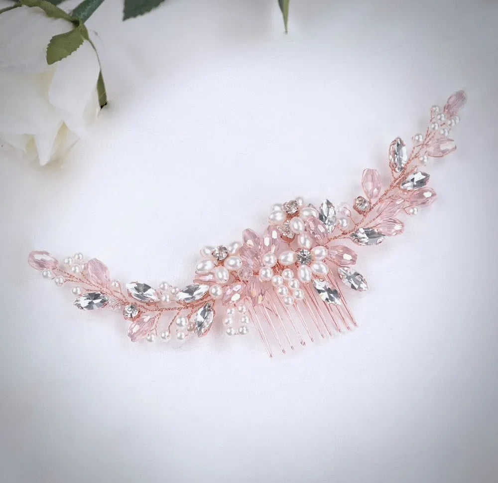Wedding Hair Accessories - Pearl and Crystal Bridal Hair Comb - Available in Silver, Rose Gold and Yellow Gold