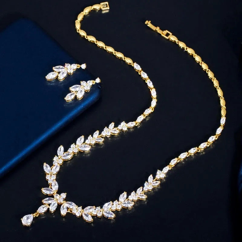 Wedding Jewelry - Cubic Zirconia Bridal Jewelry Set - Available in Silver, Yellow Gold and Rose Gold