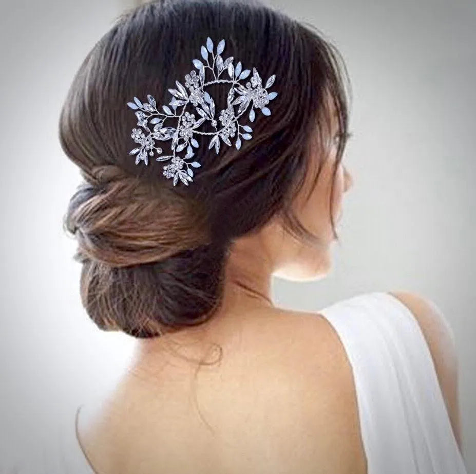 Lora Opal Bridal Hair Accessory – Elegant Silver Wedding  display picture 2