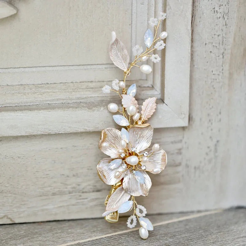 Wedding Hair Accessories - Swarovski Pearl and Opal Bridal Hair Clip