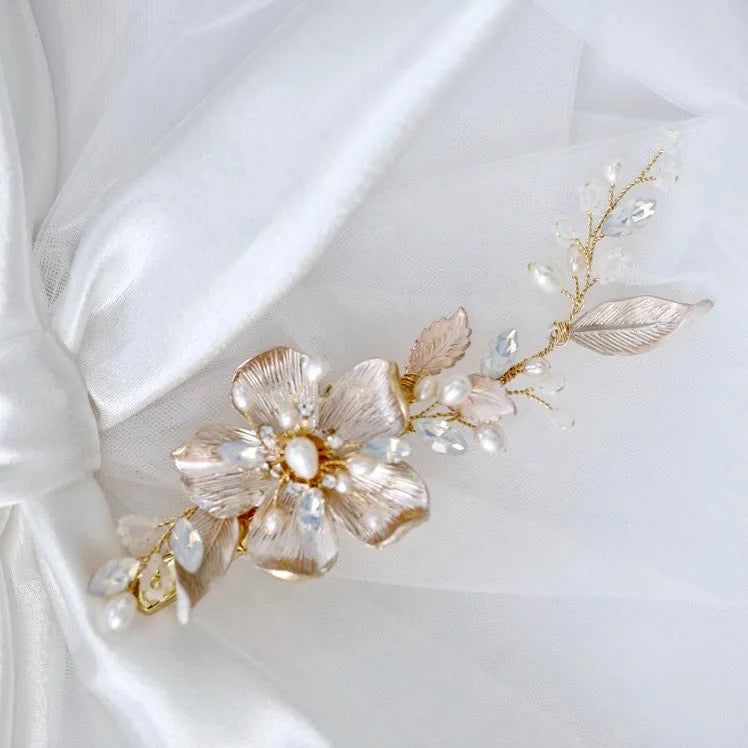 Wedding Hair Accessories - Swarovski Pearl and Opal Bridal Hair Clip