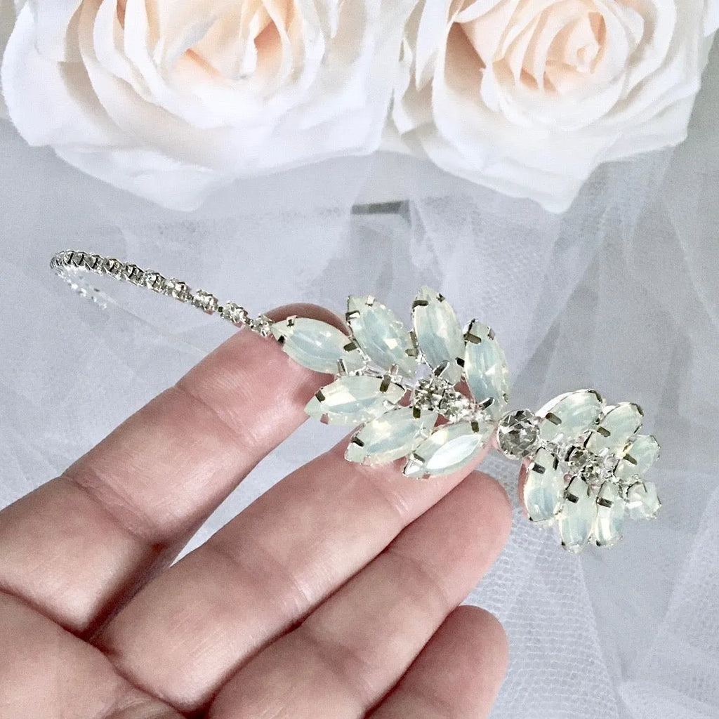 Wedding Hair Accessories - Swarovski Opal Bridal Side Headband