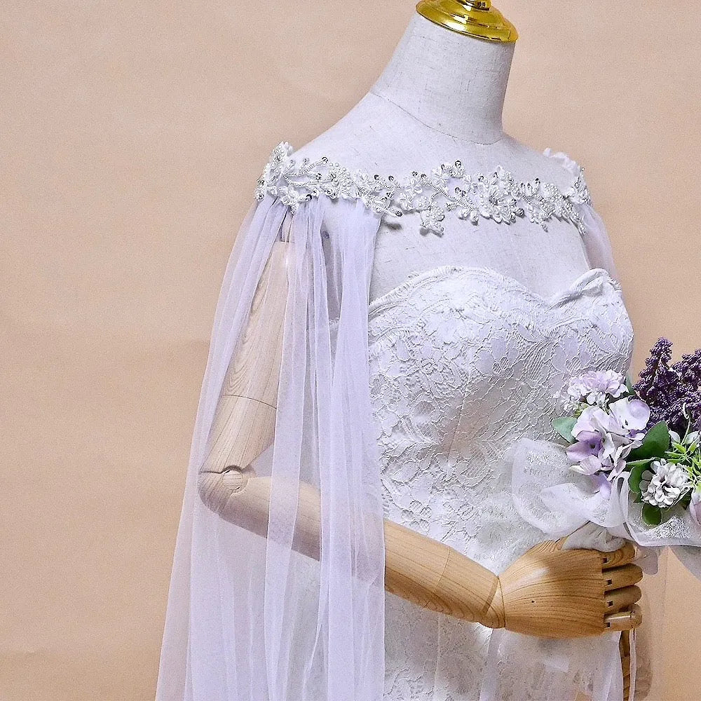 Wedding Veils - Bridal Pearl Cape Veil - Cathedral Length