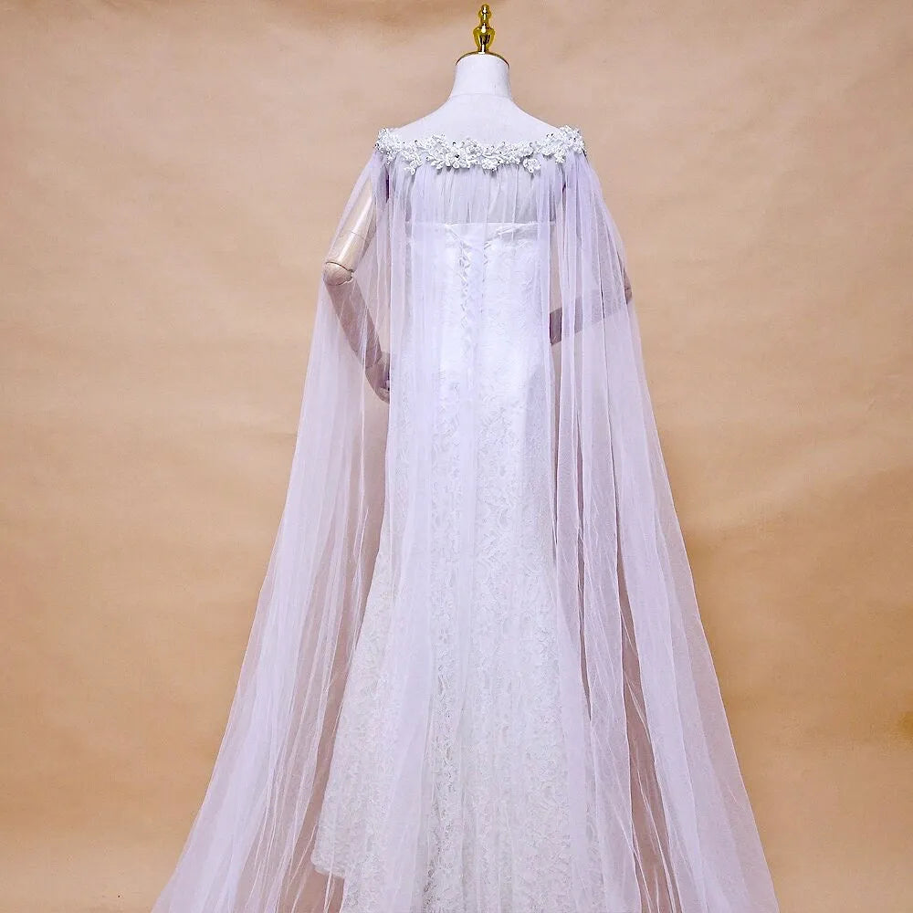 Wedding Veils - Bridal Pearl Cape Veil - Cathedral Length