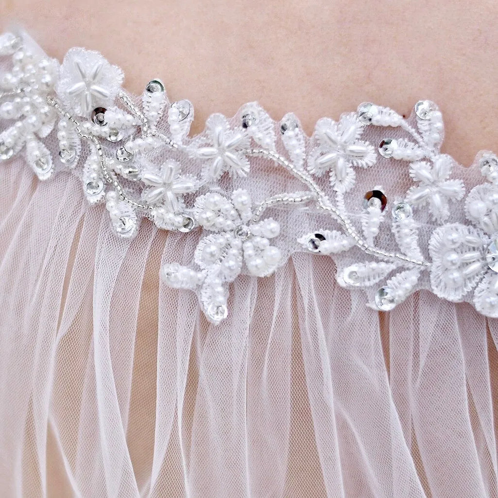 Wedding Veils - Bridal Pearl Cape Veil - Cathedral Length