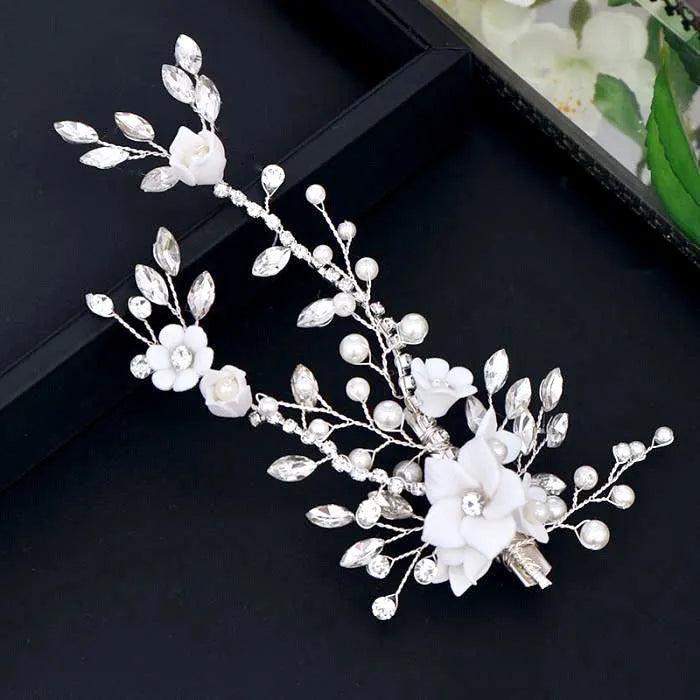 Wedding Hair Accessories - Pearl and Crystal Bridal Hair Clip/Vine