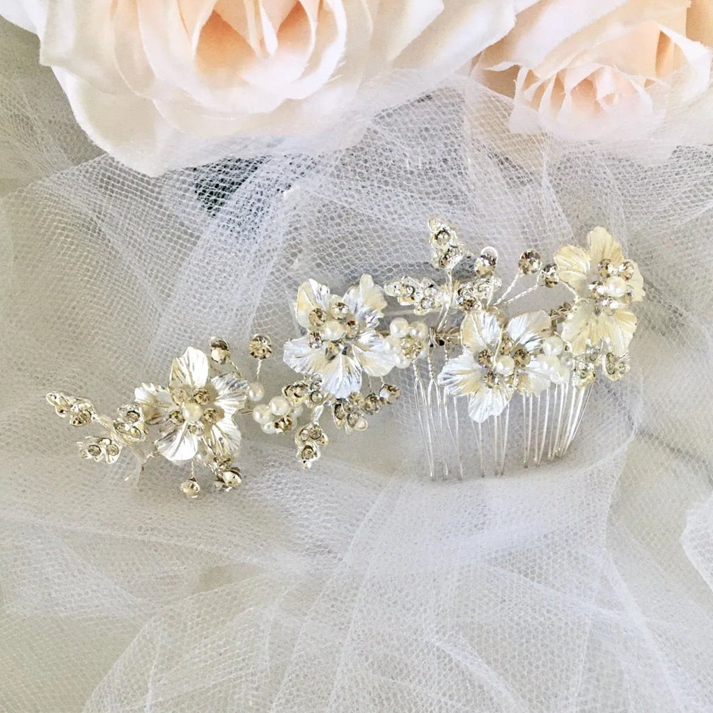 Wedding Hair Accessories - Pearl Bridal Hair Comb - Available in Silver, Yellow Gold and Rose Gold