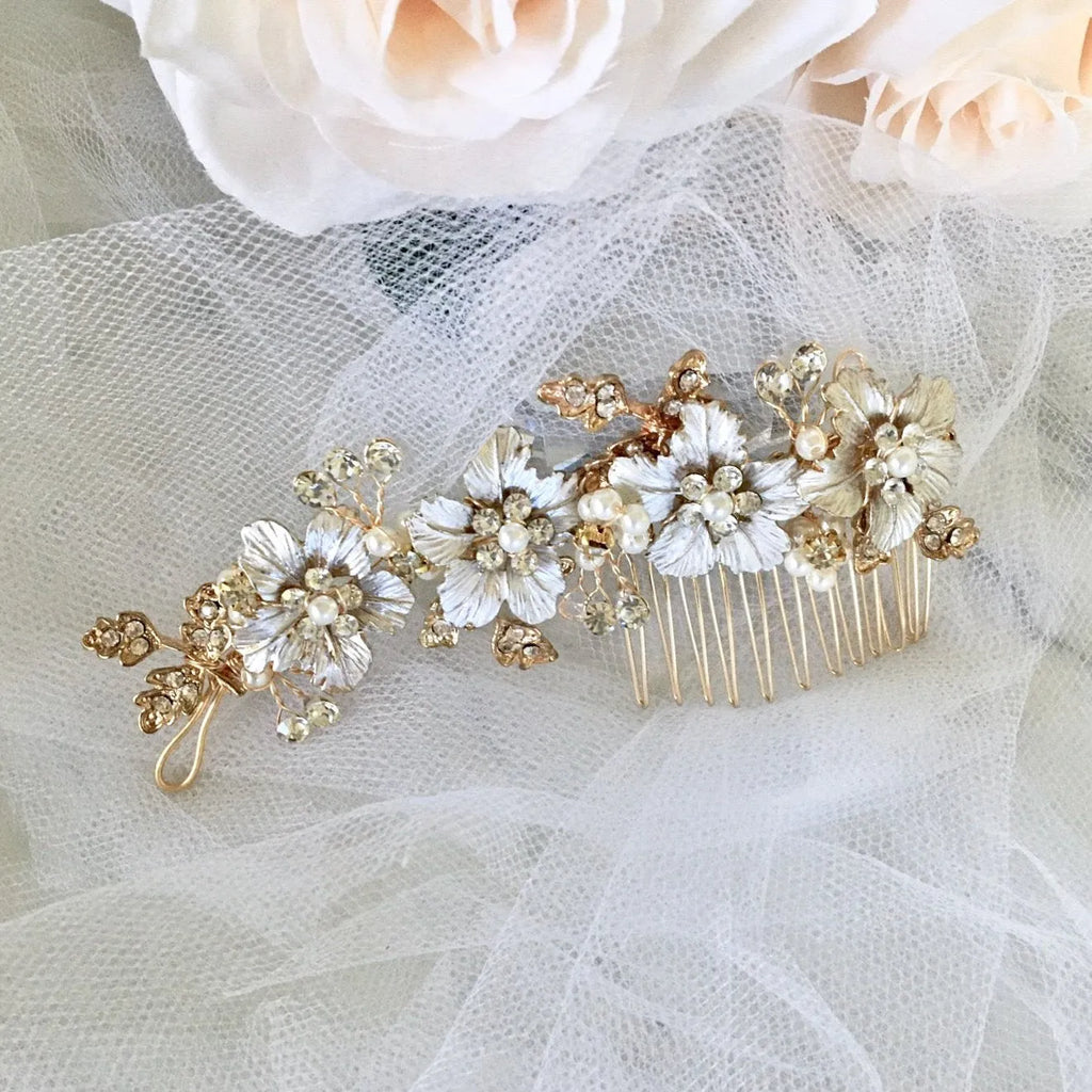 Wedding Hair Accessories - Pearl Bridal Hair Comb - Available in Silver, Yellow Gold and Rose Gold