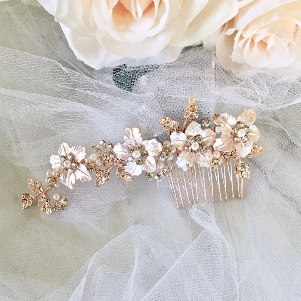 Wedding Hair Accessories - Pearl Bridal Hair Comb - Available in Silver, Yellow Gold and Rose Gold
