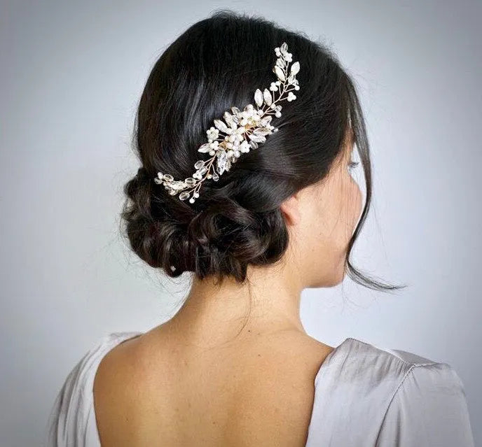 Wedding Hair Accessories - Pearl and Crystal Bridal Hair Comb - Available in Silver, Rose Gold and Yellow Gold