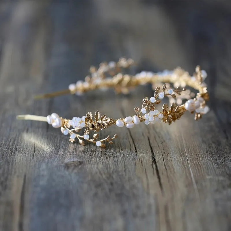 Wedding Hair Accessories - Swarovski Opal and Freshwater Pearl Bridal Headband