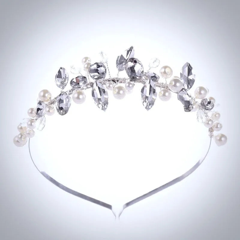 Wedding Hair Accessories - Silver Pearl and Crystal Bridal Headband