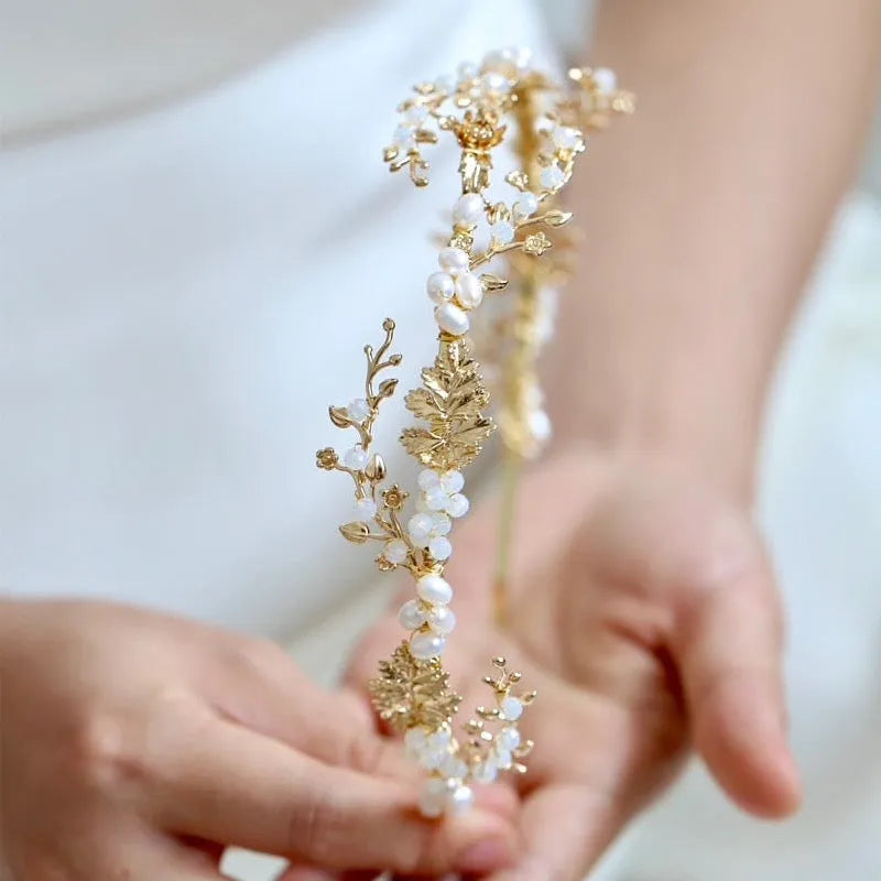 Wedding Hair Accessories - Swarovski Opal and Freshwater Pearl Bridal Headband